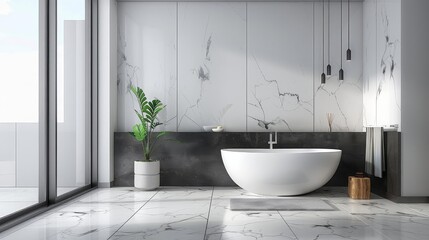 classy minimalist bathroom design featuring a white sink with silver faucet, complemented by a green plant in a white pot, set against a white wall and tiled floor