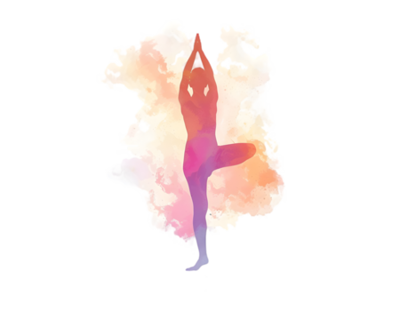 Yoga color silhouette with colorful smoke Isolated on Transparent Background