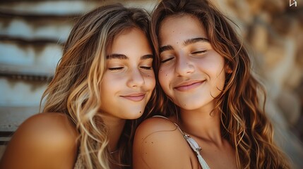  Peaceful Mother's Day Moments, Honest Families, Beautiful Young Mothers Embrace Her Cute Children with Deep Love, Share Laughter and Smile, Cherish Intimate Family Ties in Warm Leisure Time
