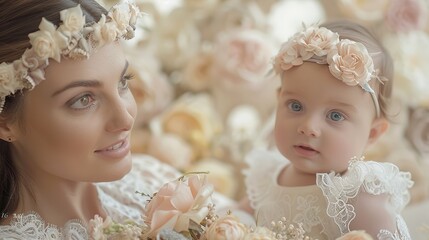  Peaceful Mother's Day Moments, Honest Families, Beautiful Young Mothers Embrace Her Cute Children with Deep Love, Share Laughter and Smile, Cherish Intimate Family Ties in Warm Leisure Time
