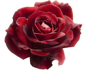 Closeup of Single red rose Isolated on Transparent Background