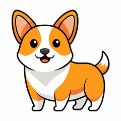 ute simple illustration of an orange and white corgi dog