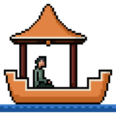 pixel art of theme park boat