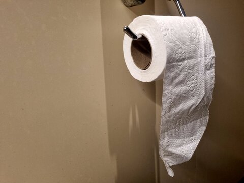 Close-up of toilet paper roll in bathroom