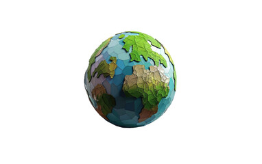 White Background Illustration, Animated 3D Rendering on White, Miniature Planet Earth