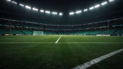Obraz premium soccer field with a goal Game Day Excitement Football Stadium Lights 