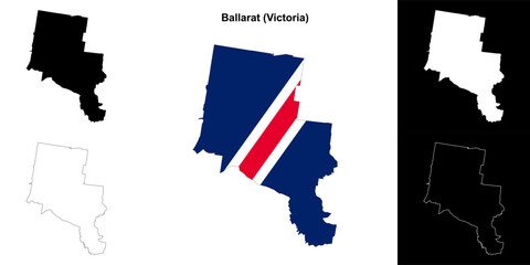 Ballarat (Victoria) outline map set