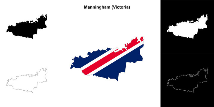 Manningham (Victoria) outline map set