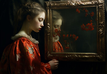 portrait of a woman in the window generator by AI