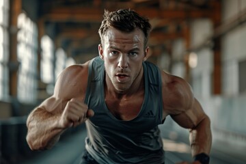 Fototapeta premium Dynamic action shots of athletes in motion, focusing on the intensity and determination of individuals dedicated to fitness