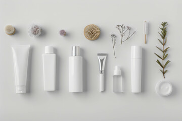 Discover the epitome of minimalistic beauty with skincare cosmetics items, designed to elevate your daily routine. Experience the essence of simplicity and style. AI generative.
