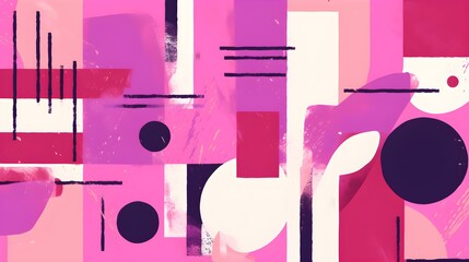 Abstract Composition of Shapes and Textures in fuchsia Tones. Contemporary Design