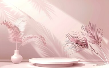 Abstract scene pink podium mockup. Award ceremony concept.