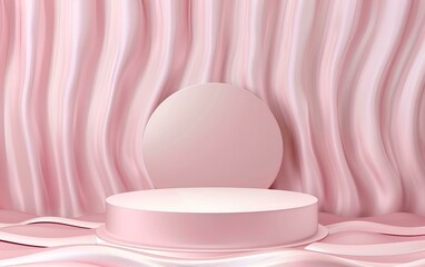 Fototapeta premium Abstract scene pink podium mockup. Award ceremony concept.