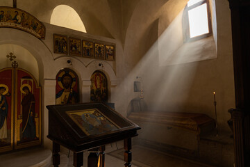 Ethereal Light: Sunbeams Illuminating a Historic Church