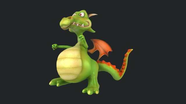 Fun 3D cartoon dragon dancing (with alpha channel dancing)