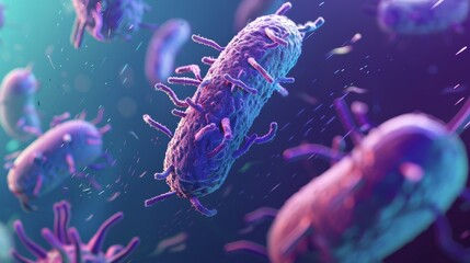 Abstract background showcasing various virus and bacteria cells. Ai Generated