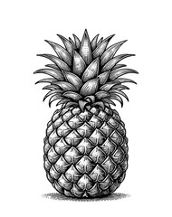 Monochrome pineapple engraving on white BG