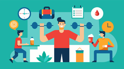 A lunch and learn series focusing on different types of workout routines with demonstrations and tips for incorporating them into a busy work. Vector illustration