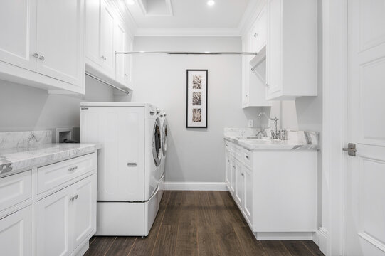 Newly constructed laundry room in a home in Encino, California
