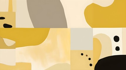 Abstract Composition of Shapes and Textures in light yellow Tones. Contemporary Design