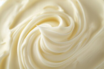 Close-up creamy swirl background with soft. Smooth. And velvety texture in white pastel color. Creating an elegant and soothing abstract wave pattern. Perfect for organic. Natural