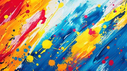 Abstract background with dynamic splatters of vibrant paint