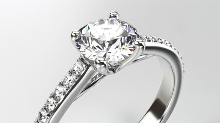 Close-up of dazzling engagement ring adorned with diamonds, symbolizing love and wedding bliss. Ai Generated