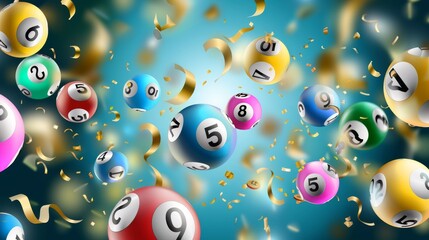 Numbered, abstract backdrop. Lotto game scene, Ai Generated.