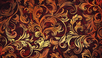 Elegant gold floral patterns on dark background