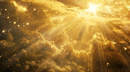 Divine presence symbolized by heavenly light beams, radiating love and grace. Ai Generated