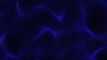 Blue digital futuristic technology dot wave or flowing abstract background. Dots are moving in the background. Grunge-flying background.