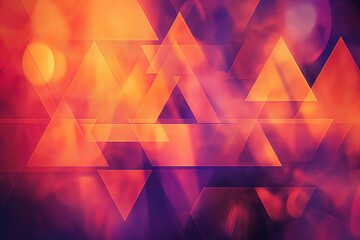 Dynamic abstract background with overlapping orange and red triangles creating a sense of motion