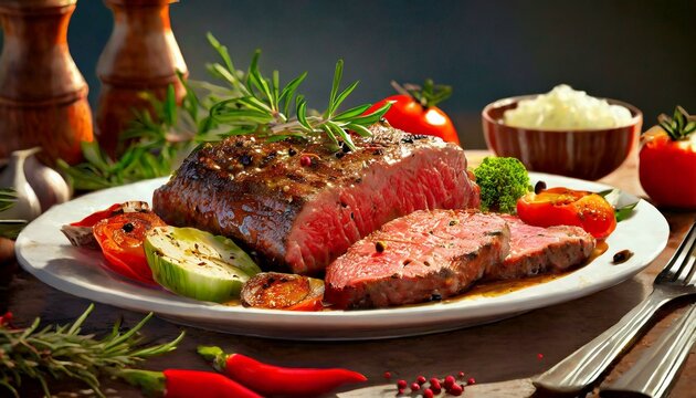 Steak de boeuf dans une assiette