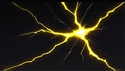 yellow lightning impact effect on plain black background from Generative AI