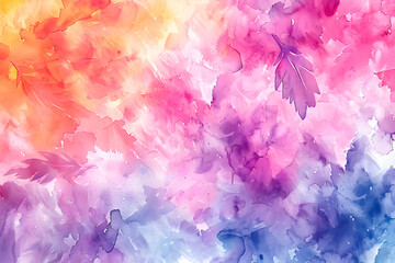 Fototapeta premium Abstract multicolored watercolor illustration with bright leaves. Colorful and vibrant illustration. Painted art.