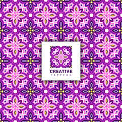 purple traditional Turkish colorful embroidery tiles thai fabric textile seamless pattern carpet design