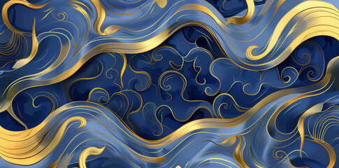 Golden Swirls and Waves Abstract