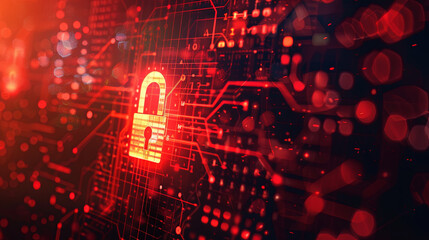 Obraz premium Hacking concept. Attention warning attacker, red screen