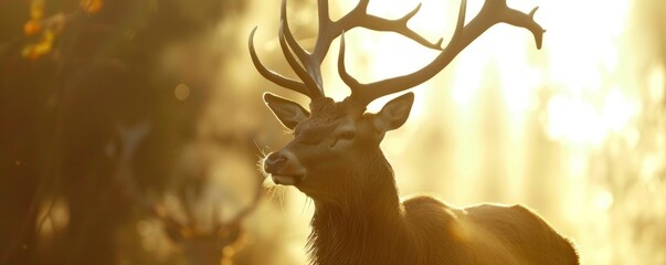 Portrait of a red deer in the forest