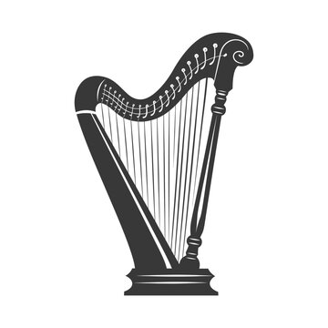 recommend clip art: Silhouette ancient harp black color only