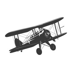 Silhouette Biplane Aircraft black color only
