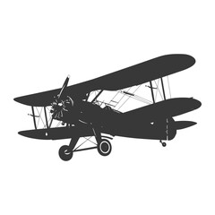 Silhouette Biplane Aircraft black color only