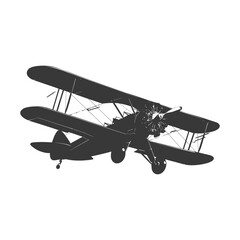 Silhouette Biplane Aircraft black color only