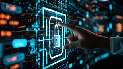 Obraz premium Enhance digital security with VPN, firewall, and cloud encryption to protect confidential data and prevent cybercrime in your tech defense strategy.