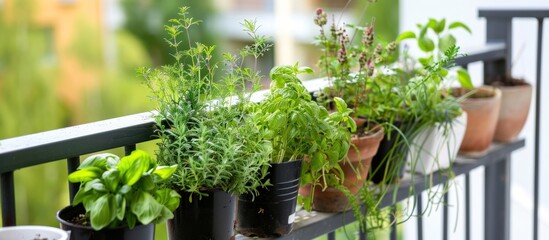 Fototapeta premium Various kinds of plants are planted on the balcony of a house or apartment