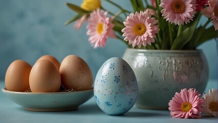 easter eggs and flowers Easter Blooms Still Life with Eggs and Flowers