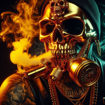 pirate skull with gasmasked skull