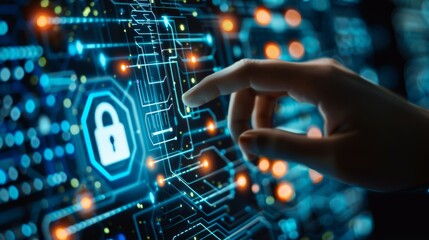 Fototapeta premium Enhance digital security with robust VPN, firewall, and cloud encryption to protect confidential data from cybercrime and data breaches.