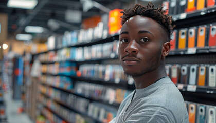 man selling cell phones in retail store,generative ai